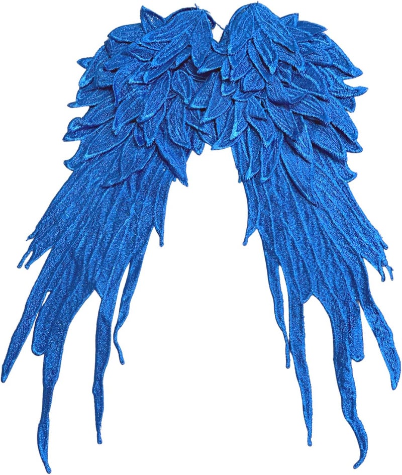 JRYYR Angel Wing Applique - Blue Lace Wings for Dresses & Shoulders 1 Pair (Blue) - Image 2